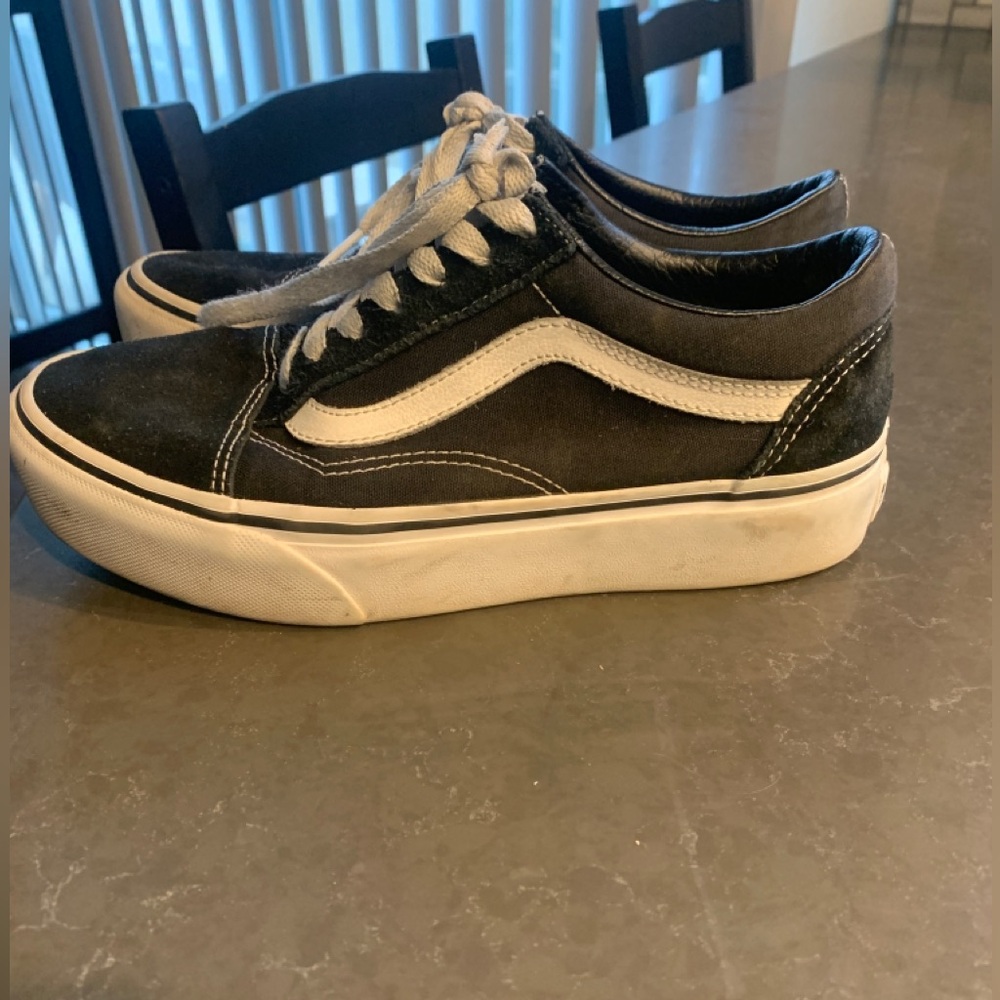 Black and white old skool platform vans Womens 6.5